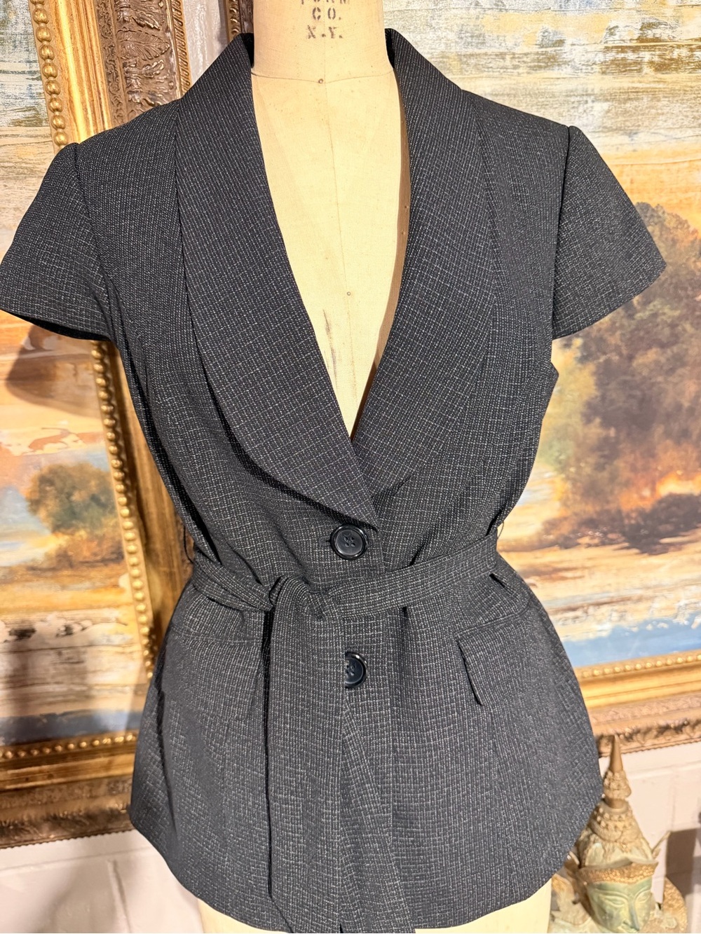 The Limited Black Short-Sleeve Belted Jacket